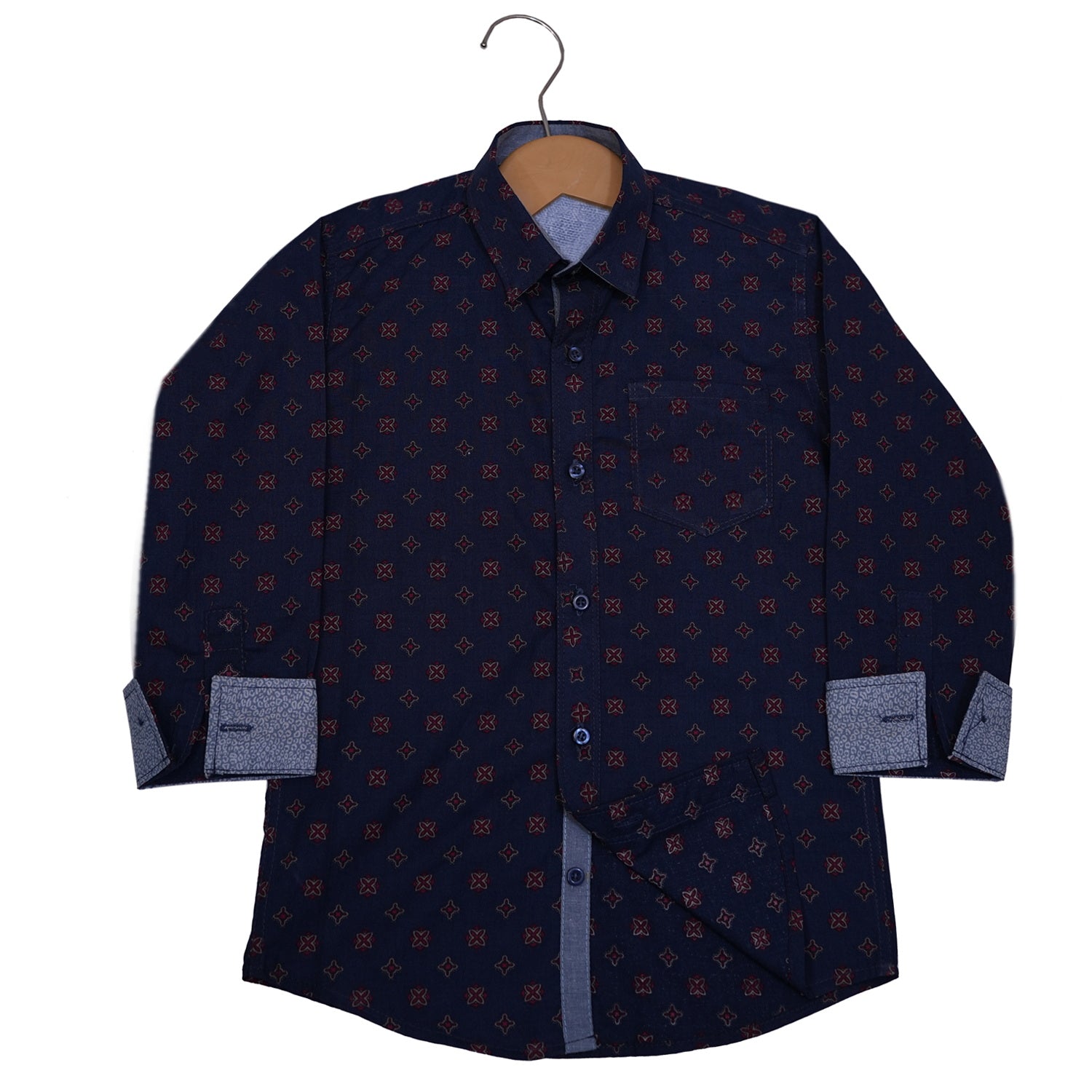 Navy Blue Cotton Casual Shirt for Boys – Smart Daily Wear | SHAH ROBE - Shah Robe